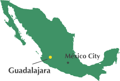 Guadalajaras läge i Mexiko.