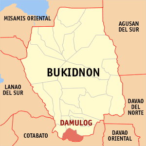 Mapa han Bukidnon nga nagpapakita kon hain an Damulog