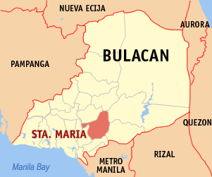 Mapa han Bulacan nga nagpapakita kon hain nahimutang an Santa Maria