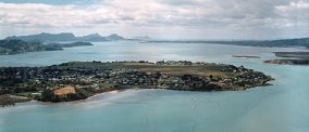 Aerial view of Onerahi, showing Whangārei Airport