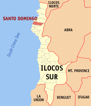 Mapa han Ilocos Sur nga nagpapakita kon hain nahamutang an Santo Domingo