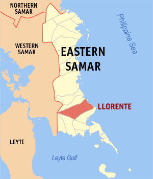 Mapa han Sinirangan nga Samar nga nagpapakita kon hain an Llorente