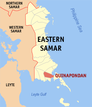 Mapa han Sinirangan nga Samar nga nagpapakita kon hain an Quinapondan