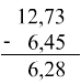 у првој колони десно одузимамо, позајмљујемо 1 из леве колоне, па је 13-5=8; у другој колони одузимамо 6-4=2, нема позајмљивања; у трећој колони 12-6=6.