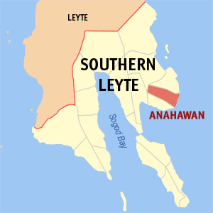 Mapa han Southern Leyte nga nagpapakita kon hain nahamutangan an Anahawan