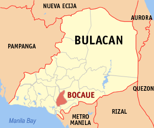 Mapa han Bulacan nga nagpapakita kon hain nahimutang an Bocaue