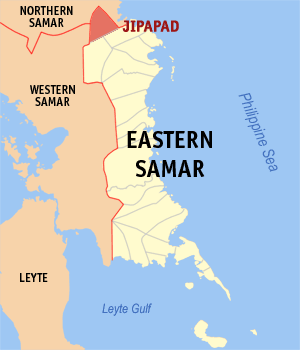 Mapa han Sinirangan nga Samar nga nagpapakita kon hain an Jipapad