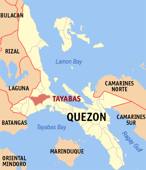 Mapa han Quezon nga nagpapakita kon hain nahimutang an Tayabas