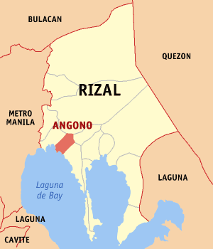 Mapa han Rizal nga nagpapakita kon hain nahimutang an Angono