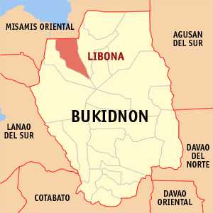 Mapa han Bukidnon nga nagpapakita kon hain an Libona