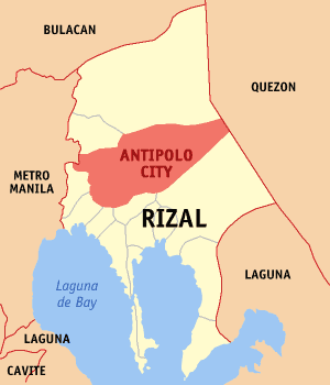 Mapa han Rizal nga nagpapakita kon hain nahimutang an Syudad han Antipolo