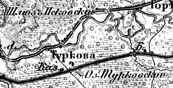 Деревня Турково на карте 1913 года