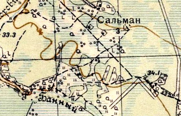 Земли посёлка Гладкое на карте 1941 года