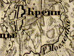 Деревня Крени на карте 1863 года