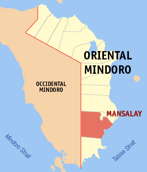 Mapa han Oriental Mindoro nga nagpapakita kon hain nahamutang an Mansalay