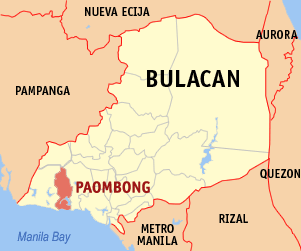 Mapa han Bulacan nga nagpapakita kon hain nahimutang an Paombong