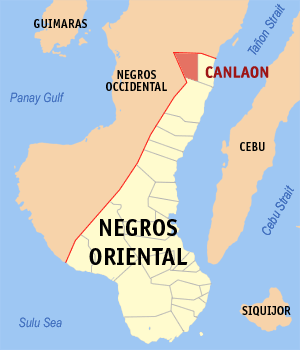 Mapa han Negros Oriental nga nagpapakita kon hain nahamutangan an Syudad han Canlaon