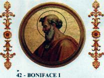 photograph of a fifth-century icon of Pope Boniface I, in the Basilica of Saint Paul Outside the Walls