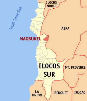 Mapa han Ilocos Sur nga nagpapakita kon hain nahamutang an Nagbukel