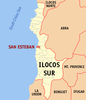 Mapa han Ilocos Sur nga nagpapakita kon hain nahamutang an San Esteban