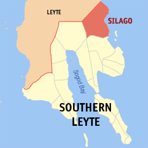 Mapa han Southern Leyte nga nagpapakita kon hain nahamutangan an Silago