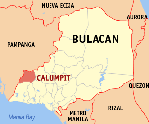 Mapa han Bulacan nga nagpapakita kon hain nahimutang an Calumpit