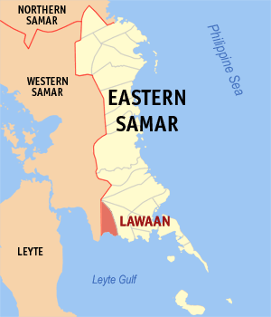 Mapa han Sinirangan nga Samar nga nagpapakita kon hain an Lawaan
