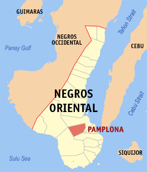 Mapa han Negros Oriental nga nagpapakita kon hain nahamutangan an Pamplona