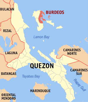 Mapa han Quezon nga nagpapakita kon hain nahimutang an Burdeos