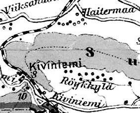 Деревня Кивиниеми на финской карте 1923 года