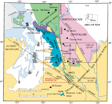 Location of SCF and related faults in the North Cascades.