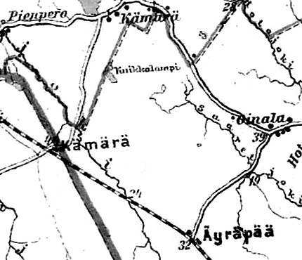 Станция и деревня Эуряпяя на финской карте 1923 года