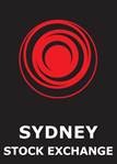 The logo of the Sydney Stock exchange: a black square with five off-center red circles inside one another