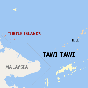 Mapa han Tawi-Tawi nga nagpapakita kon hain nahamutang an Turtle Islands