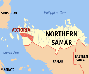 Mapa san Northern Samar nga nagpapakita kon hain an Victoria