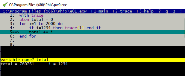 Source level tracing in Phix