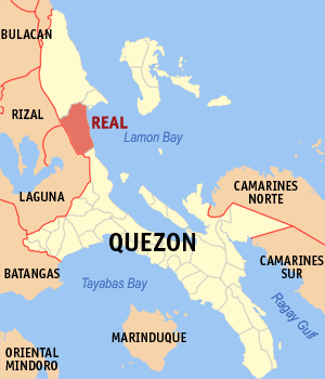 Mapa han Quezon nga nagpapakita kon hain nahimutang an Real