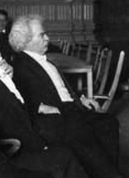 Mark Twain after speaking at Carnegie Hall, listening to Booker T. Washington's speech