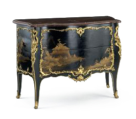 Lacquered Commode in Chinoiserie style, by Bernard II van Risamburgh, Victoria and Albert Museum (1750 – 1760)