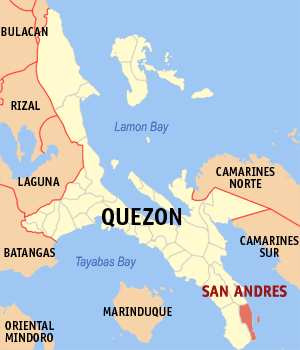 Mapa han Quezon nga nagpapakita kon hain nahimutang an San Andres