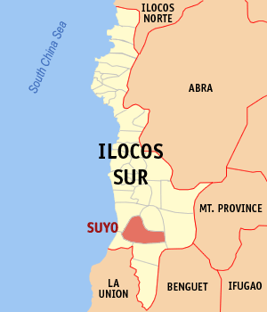 Mapa han Ilocos Sur nga nagpapakita kon hain nahamutang an Suyo