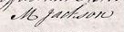 Copperplate signature of M. Jackson