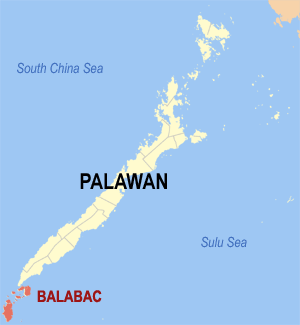 Mapa han Palawan nga nagpapakita kon hain nahamutangan an Balabac