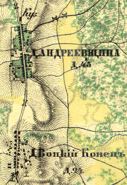 План деревень Андреевщина и Воцкий Конец. 1860 год