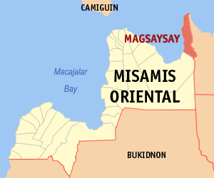 Mapa han Misamis Oriental nga nagpapakita kon hain nahamutangan an Magsaysay