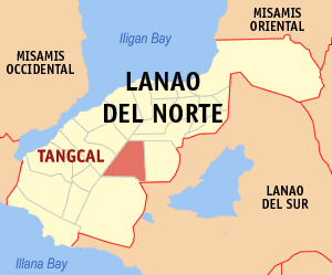 Mapa han Lanao del Norte nga nagpapakita hon hain nahamutangan an Tangcal