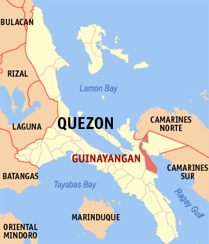 Mapa han Quezon nga nagpapakita kon hain nahimutang an Guinayangan