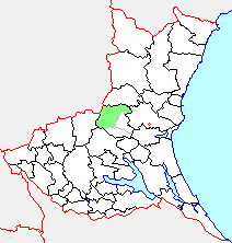 旧笠間市の県内位置図