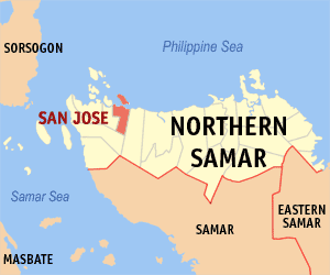 Mapa san Northern Samar nga nagpapakita kon hain an San Jose
