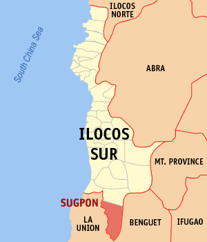 Mapa han Ilocos Sur nga nagpapakita kon hain nahamutang an Sugpon